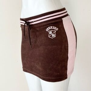 Y2K OshKosh Brown Velour Mini Skirt College — Mall-core / Scene Princess
